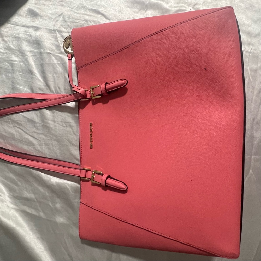 Michael Kors Pink Tote with Bow Detail and Gold Accents